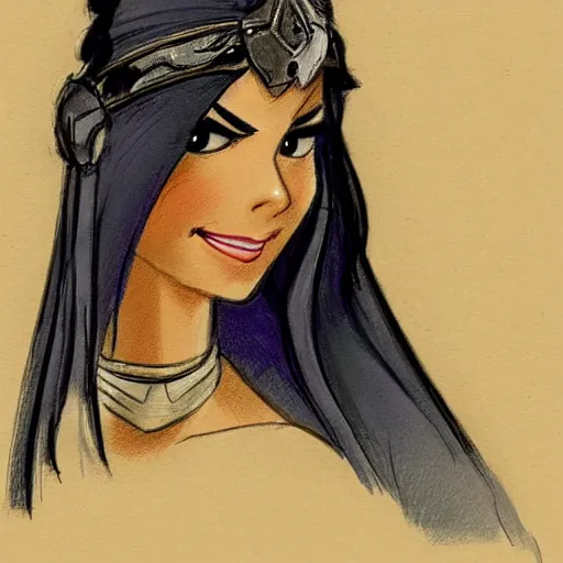 Image similar to milt kahl sketch of victoria justice as princess padme from star wars episode 3