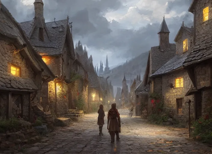 Image similar to bleak medieval town by vladimir volegov and alexander averin and peder mørk mønsted and adrian smith and raphael lacoste