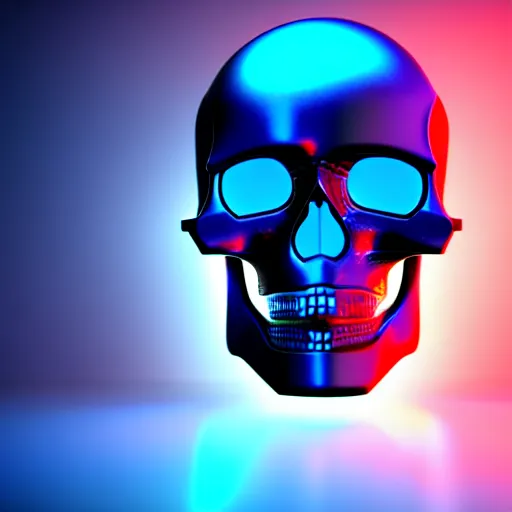 Prompt: cybertronic skull on blue flames , 3d render , octane render , 4k , HD