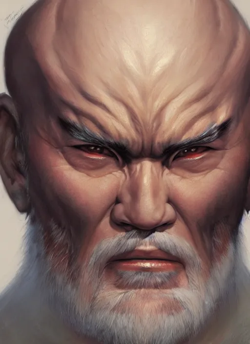 Image similar to Heihachi Mishima, closeup character portrait art by Donato Giancola, Craig Mullins, digital art, trending on artstation