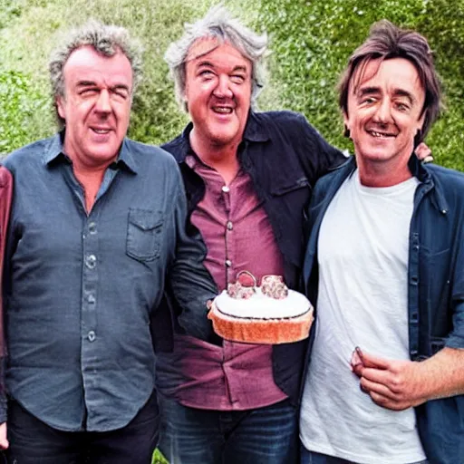 Prompt: Jeremy Clarkson, James May and Richard Hammond Bake a Cake