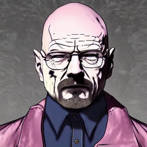 Image similar to walter white in the style of devil may cry 5