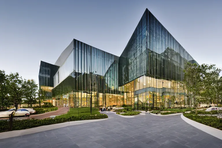 Image similar to well landscaped suburban office headquarters designed by SOM