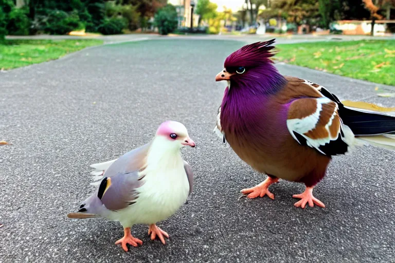 Image similar to real life pidgey pokemon, cute!!!, adorable!!!, playful!!!, happy!!!, cheeky!!!, mischievous!!!, ultra realistic!!!, autumn, clear weather, golden hour, sharp focus