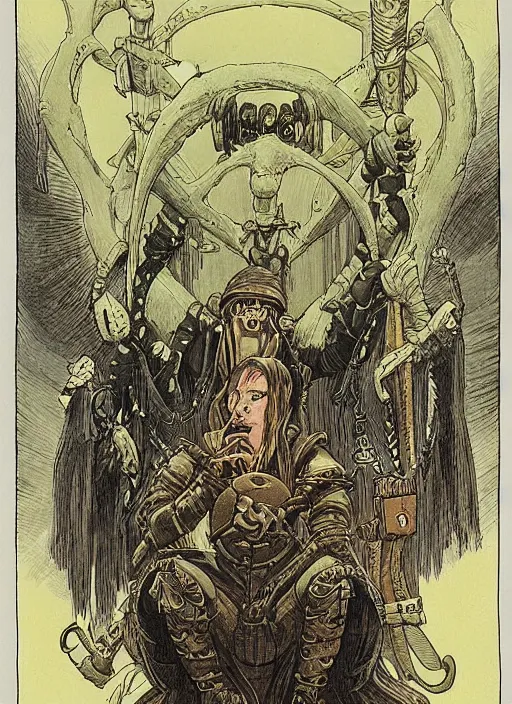 Image similar to high fantasy steampunk cultist portrait by moebius