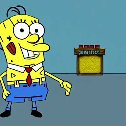 Prompt: SpongeBob as Walter White, Breaking Bad, high quality, 4k, high detail, drama,