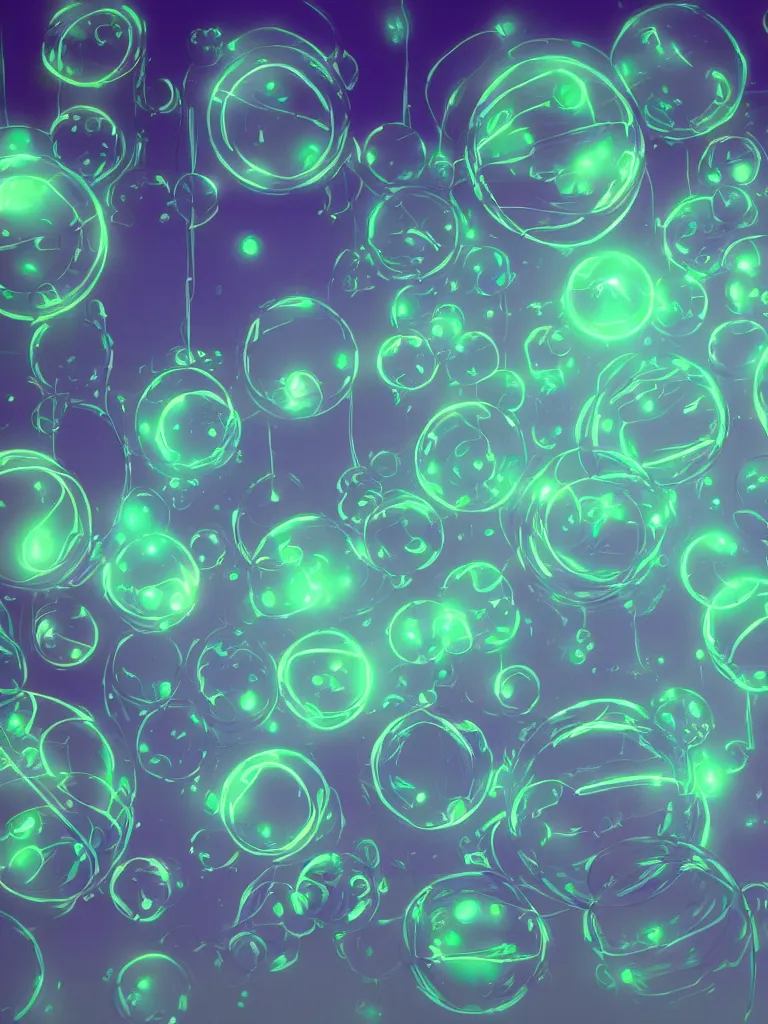 Prompt: neon translucent orbs disney concept artists, blunt borders, rule of thirds