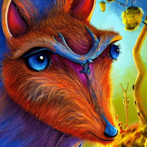 Prompt: a dik dik monster colorful, digital art,environment background shed, a shed in the background, fantasy, magic, trending on artstation, ultra detailed, professional illustration by Basil Gogos