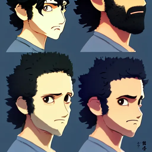 Prompt: beautiful boyish jason mantzoukas 3 / 4 nose sketches game assets overlay gapmoe yandere grimdark, trending on pixiv fanbox, painted by greg rutkowski makoto shinkai takashi takeuchi studio ghibli, akihiko yoshida