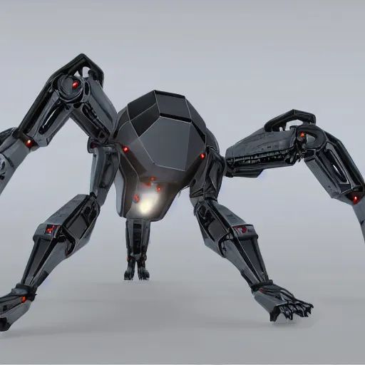 Image similar to hard surface, robotic platform, based on realistic low poly convex shape, 6 claws, symmetric, unreal engine