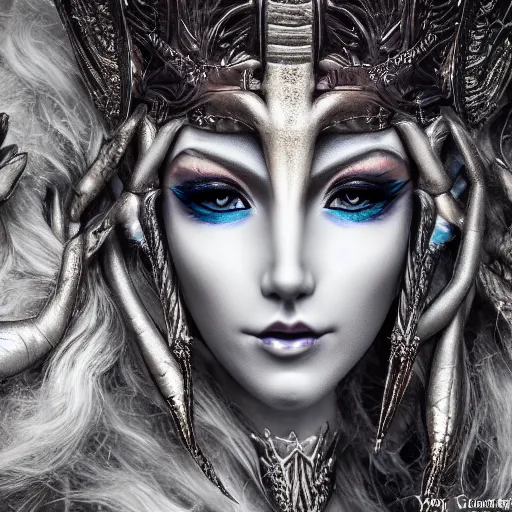 Image similar to photo of a beautiful elven queen, macro 20mm, incredibly detailed, 8k, HDR, studio