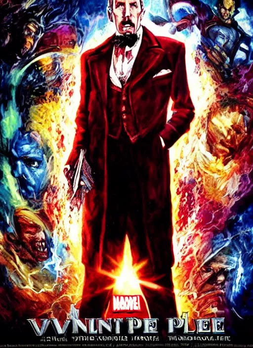 Image similar to a key visual of vincent price in the marvel cinematic universe, official poster artwork, movie poster, highly detailed