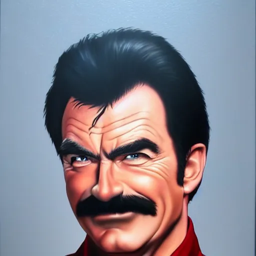 Image similar to ultra realistic portrait painting of tom selleck, art by akira toriyama, 4 k, dragon ball artstyle, cel shaded, highly detailed, epic lighting