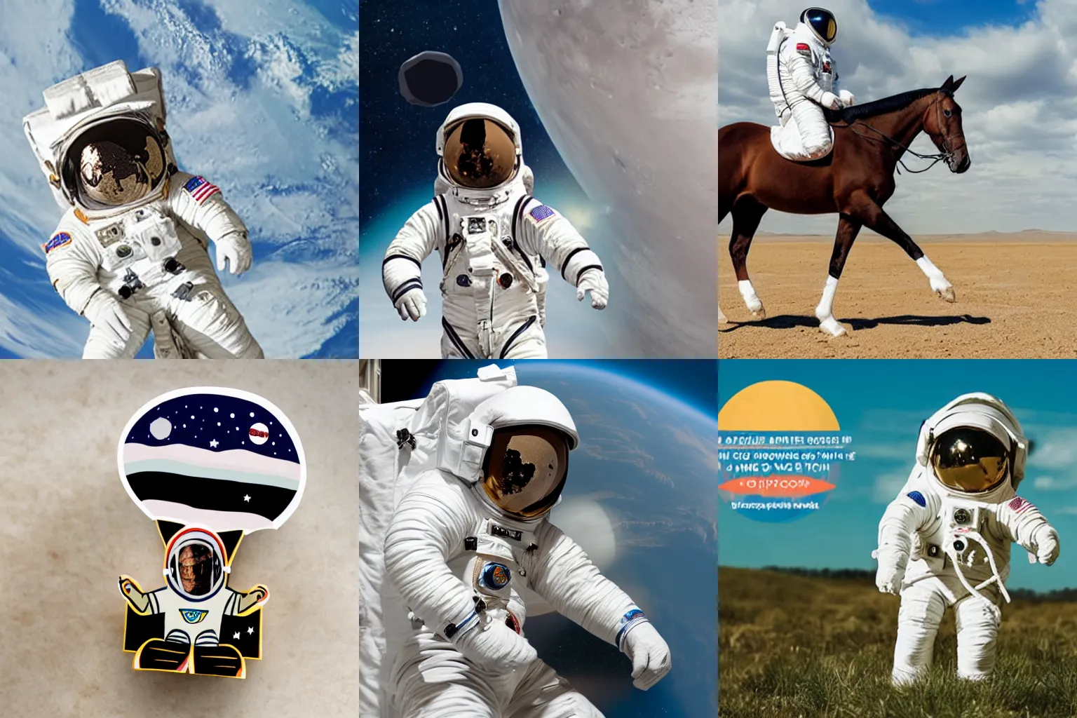 Prompt: an astronaut ice cream package riding a horse