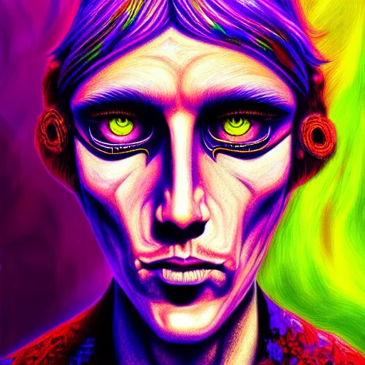 Prompt: An extremely psychedelic portrait of Rock N Roll, surreal, LSD, face, detailed, intricate, elegant, lithe, highly detailed, digital painting, artstation, concept art, smooth, sharp focus, illustration