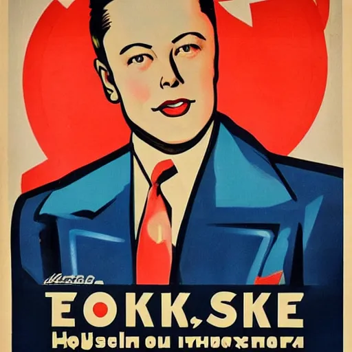 Prompt: 1940s Russian propaganda poster about Elon Musk