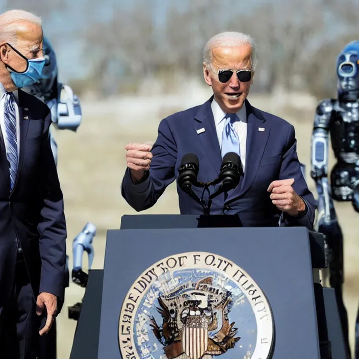 Image similar to Joe Biden, Robot Cyborg!!!!, Detailed Photo