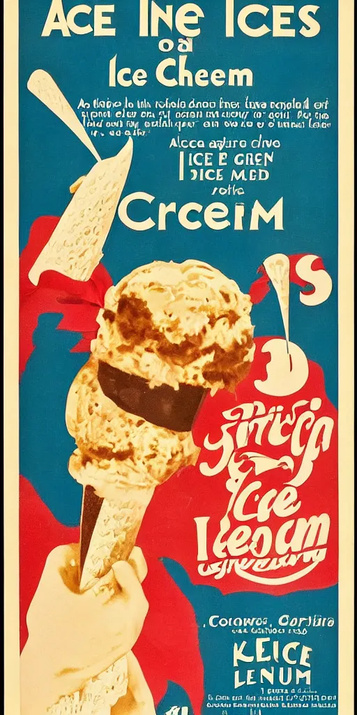 Prompt: a 1 9 2 0 s poster advertising ice cream