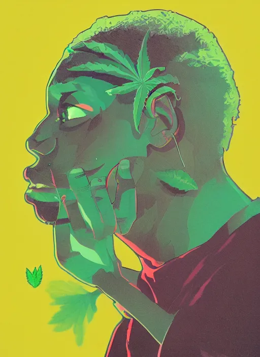 Image similar to profile picture by sachin teng x ofwgkta, marijuana, organic painting, asymmetrical, green, marijuana smoke, matte paint, hard edges, energetic