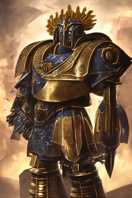 Image similar to armor portrait heros warhammer 4 0 k horus heresy fanart - the primarchs emperor by johannes helgeson animated with vfx concept artist & illustrator global illumination ray tracing hdr fanart arstation zbrush central hardmesh 8 k octane renderer