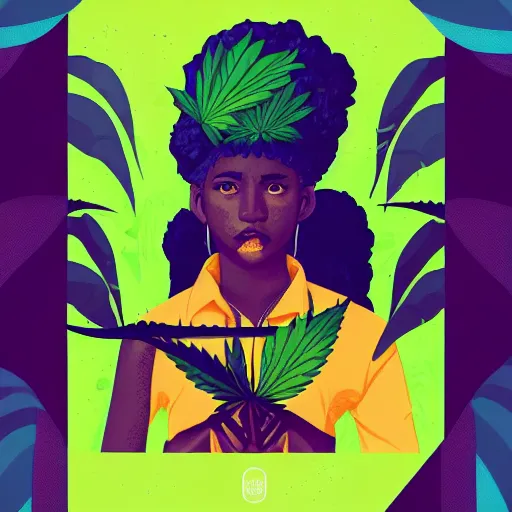 Prompt: Jamaican Marijuana profile picture by Sachin Teng, symetrical, Organic Painting , Leaf Green, adidas, Green smoke, Impressive, Award Winning, Warm, Good Vibes, Positive, geometric shapes, energetic, intricate background, graffiti, street art:2 by Sachin Teng:4