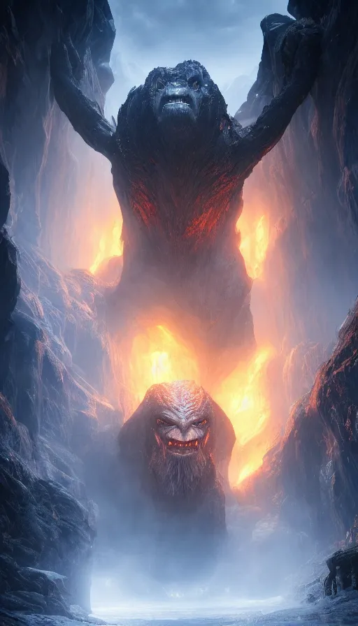 Prompt: The Balrog of Moria, epic portrait shot, cinematic lighting, Rendered Unreal Engine 5, film key art, Greg Rutkowski, Bloom, dramatic lighting