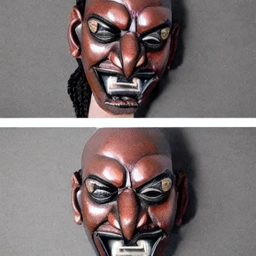 Image similar to dragon priest mask that looks like the face of snoop dogg