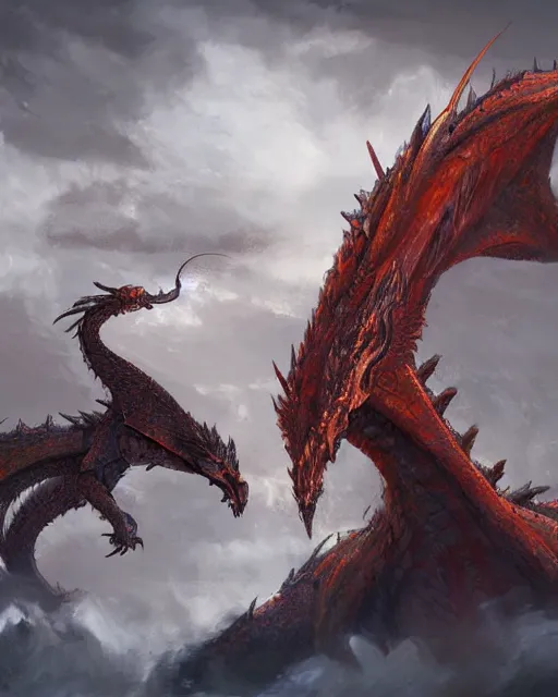 Prompt: an epic action concept painting by sd ai of an exquisite three headed dragon masterpiece. digital art