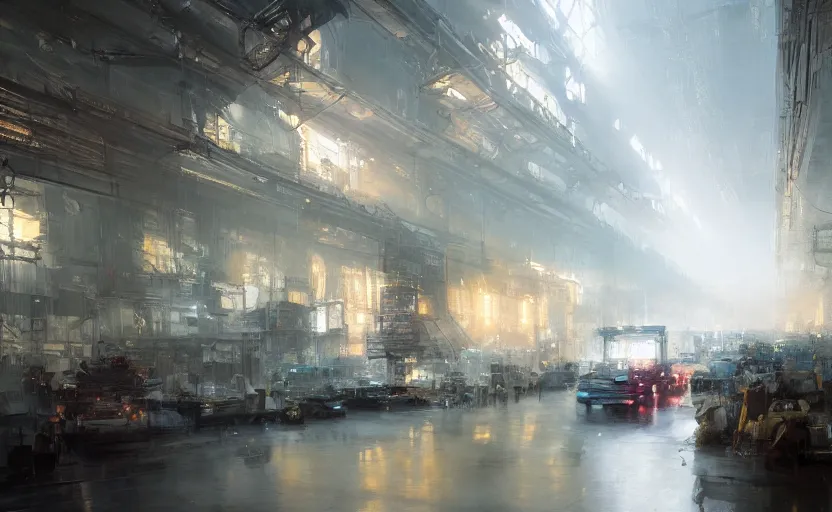 Prompt: Industrial complex, intricate, elegant, volumetric lighting, digital painting, highly detailed, artstation, sharp focus, illustration, concept art, ruan jia, steve mccurry