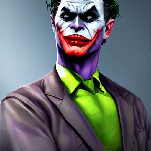 Image similar to the Batman with the joker makeup, digital painting, amazing detail, artstation, cgsociety