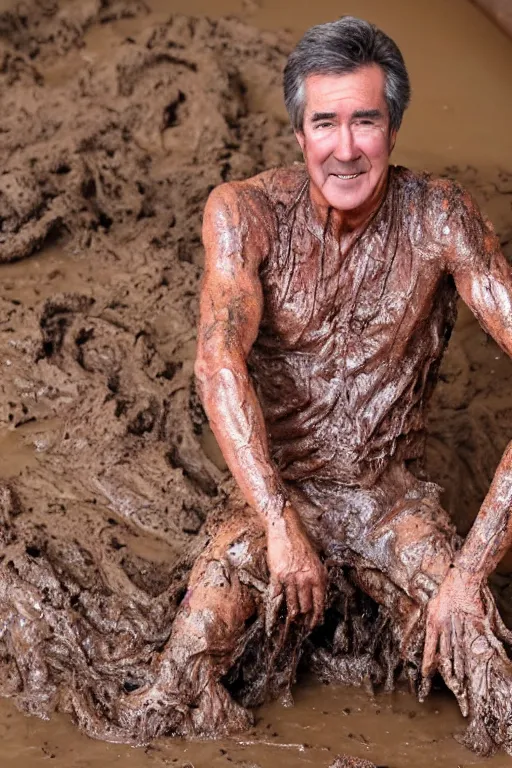 Prompt: randy mantooth covered in mud crawling inside a giant intestine, 4 k, high definition,