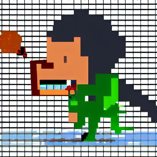 Prompt: Pixel art of Crying Boy with oversized head shooting huge tears out of eyes battling angry evil turd in dirt room