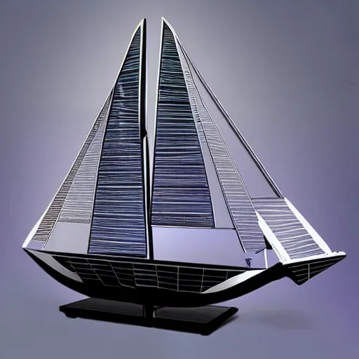 Image similar to marvel comic style futuristic sail ship with solar panel sails mid-journey, robot sailors