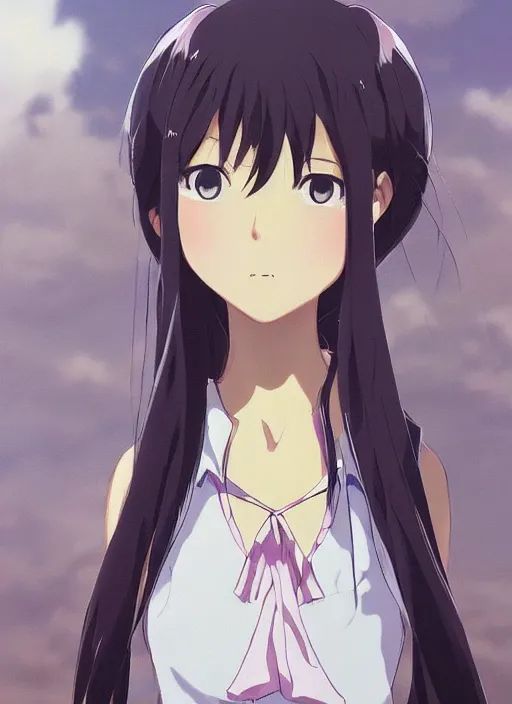 Image similar to a portrait of an anime girl, finely detailed features, perfect art, trending on pixiv fanbox, by makoto shinkai takashi takeuchi studio ghibli, akihiko yoshida