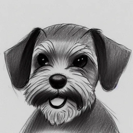 Image similar to milt kahl pencil sketch of happy mini schnauzer