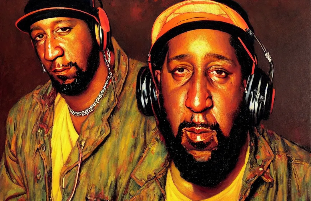 Prompt: portrait of dj kool herc!!!!!!!!!!!!!!!!!!!!!!!!!!!, detailed face, detailed painting, epic lighting, by ilya repin, phil hale and kent williams