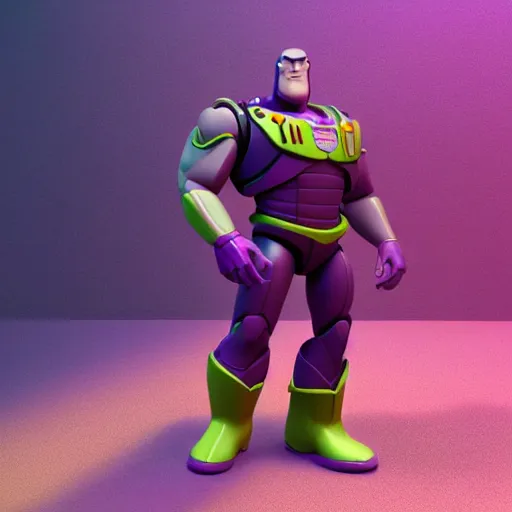 Prompt: thanos in the movie toy story, 3 - d animation, cartoon, pixar, disney, toon shader, arnold render, unreal engine, artgerm, artstation