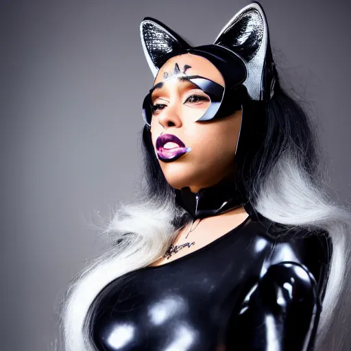 Image similar to Doja Cat as Cat Woman, Studio Quality Photoshoot