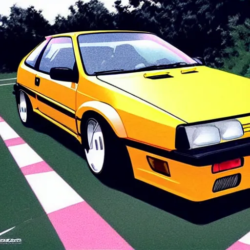 Prompt: volkswagen corrado initial d, anime art