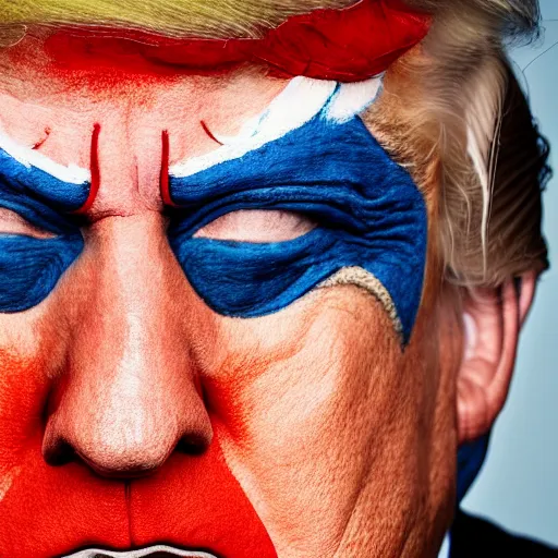 Prompt: donald trump with clown makeup, 4k