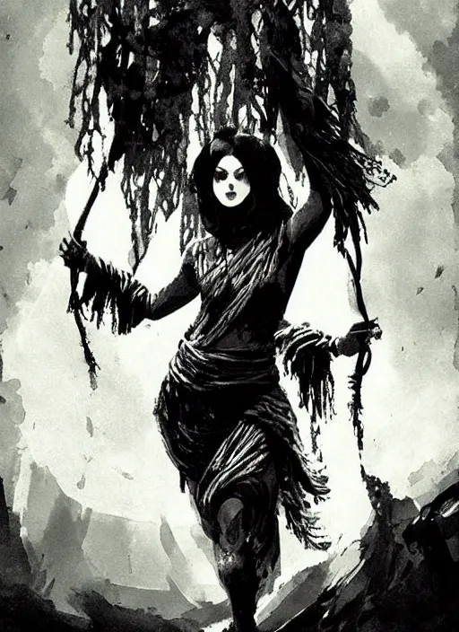 Prompt: marana slavic goddess with six arms in traditional slavic clothes : by anato finnstark kvlt by peder balke by peder balke by greg rutkowski, by guido crepax by norman bluhm mystic high contrast monochromatic noir