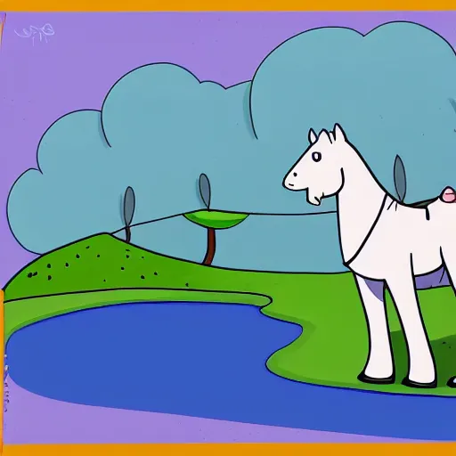 Prompt: cartoon horse in a style of adventure time cartoon