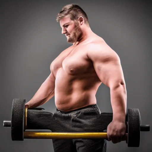 Image similar to man with bear body physique doing heavy lifting, award winning photography, hdr, studio lighting medium close shot,