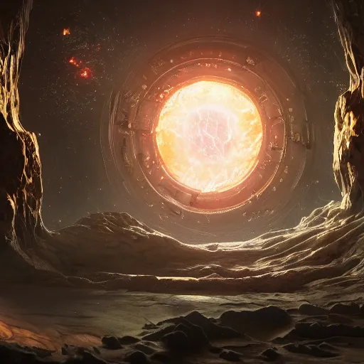 Prompt: a cosmic portal in space that leads to a beautiful world, au naturel, hyper detailed, digital art, trending in artstation, cinematic lighting, studio quality, smooth render, unreal engine 5 rendered, octane rendered, art style by klimt and nixeu and ian sprigger and wlop and krenz cushart