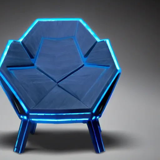 Image similar to a blue hexagonal armchair from the movie tron : legacy