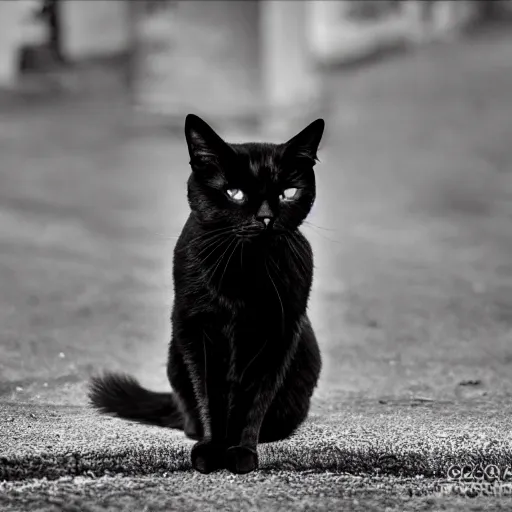 Prompt: In an old house area, a group of black cat with red eyes, the scene is dark, old black and white photo,50 mm, hyper-realistic, 8K HDR.