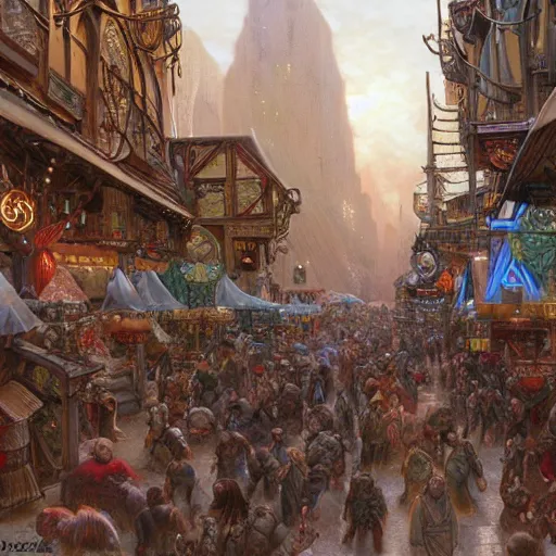 Image similar to The Grabd Bazaar, fantasy art by Donato Giancola and James Gurney, digital art, trending on artstation