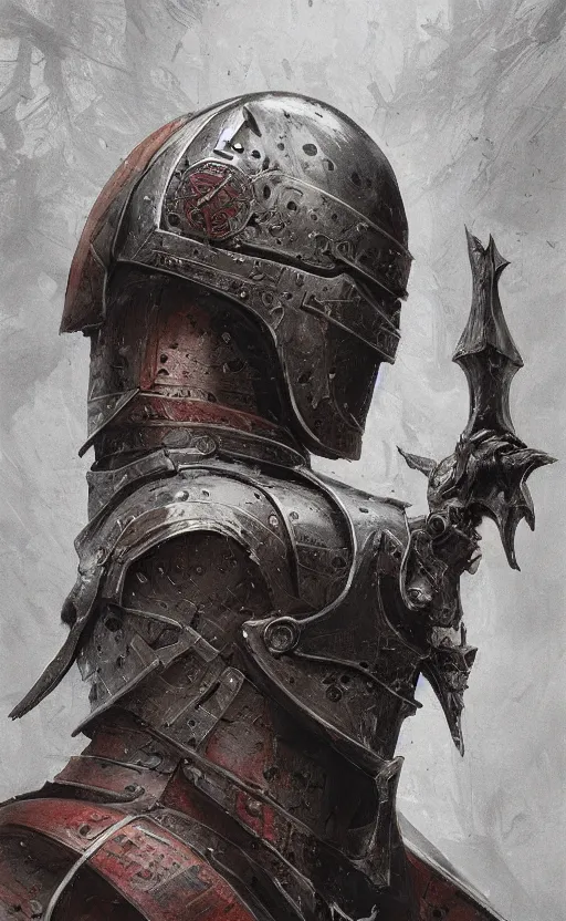 Image similar to medieval knight face to face with his arch enemy, symmetrical facial features, front game card, drark, marvel comics, dark, intricate, highly detailed, smooth, artstation, digital illustration by ruan jia and mandy jurgens and artgerm and wayne barlowe and greg rutkowski and zdislav beksinski