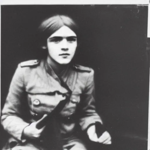 Prompt: photograph of soviet chekist comrade emma watson, vintage revolution photograph, famous photo