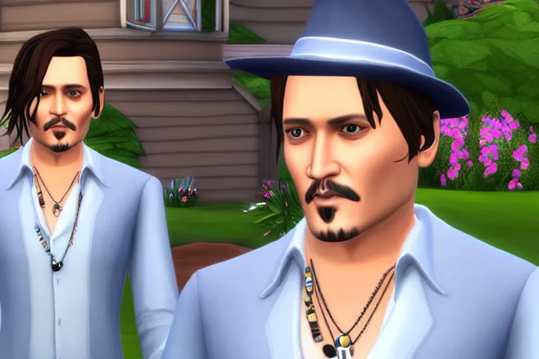 Image similar to johnny depp in sims 4